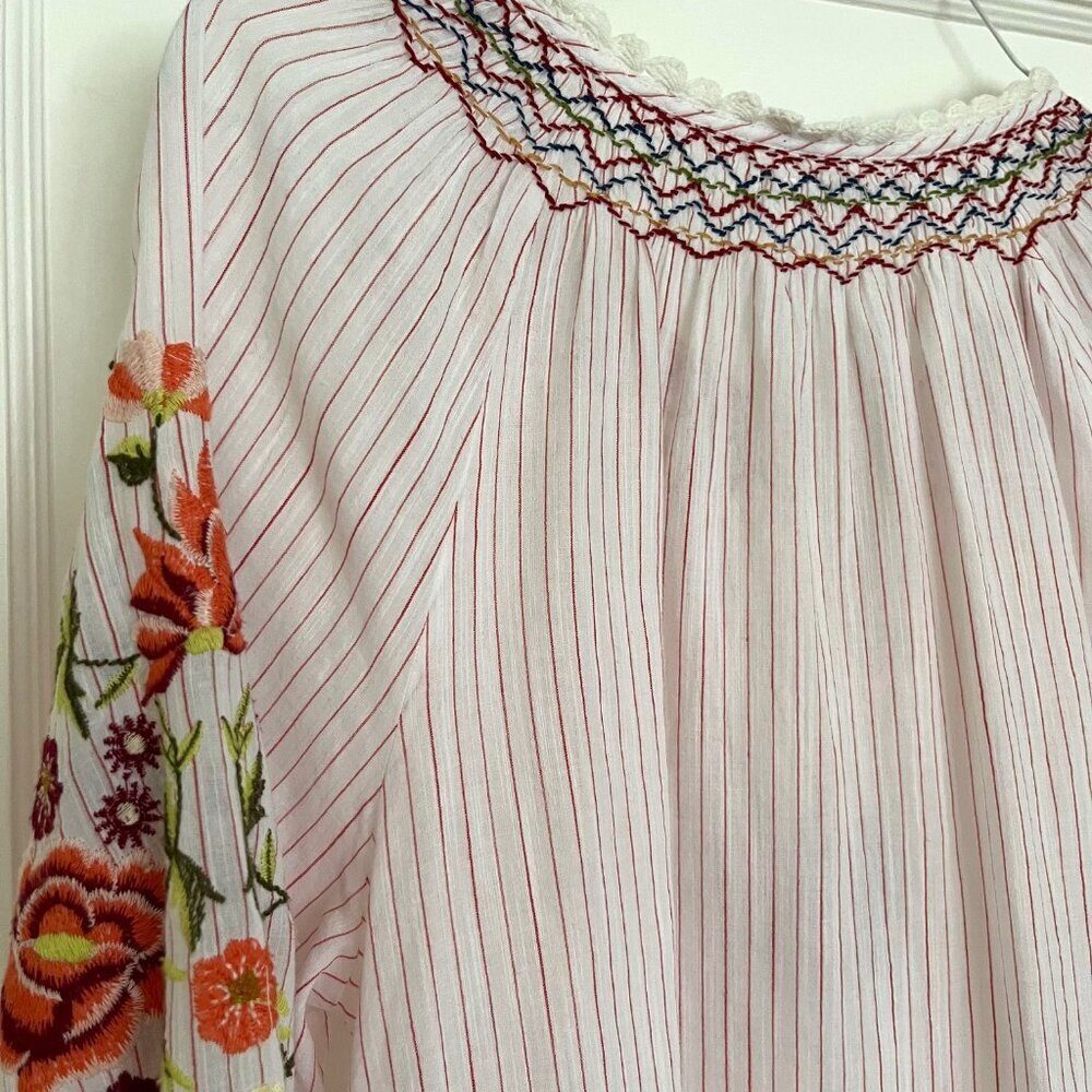 NWOT Velvet by Graham & Spencer Embroidered Peasant Blouse | Size Small - Picture 7 of 9